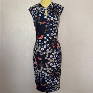 Ted Baker Floral Midi Dress with Multi Color Accents - size 2